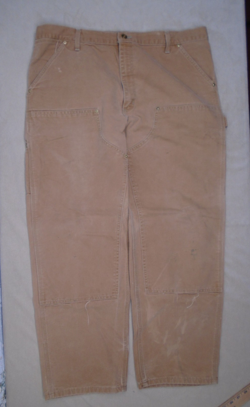 Vintage 90s Carhartt B01 Double Knee Work Pants Beige USA Made 38x30
